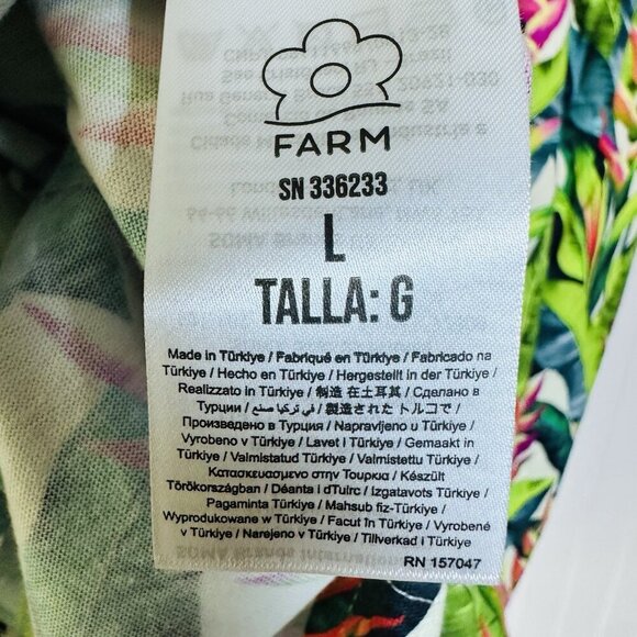 FARM Rio Heli Leaves Pearl T-Shirt Jersey Mini Dress Large Tropical casual - Picture 9 of 11